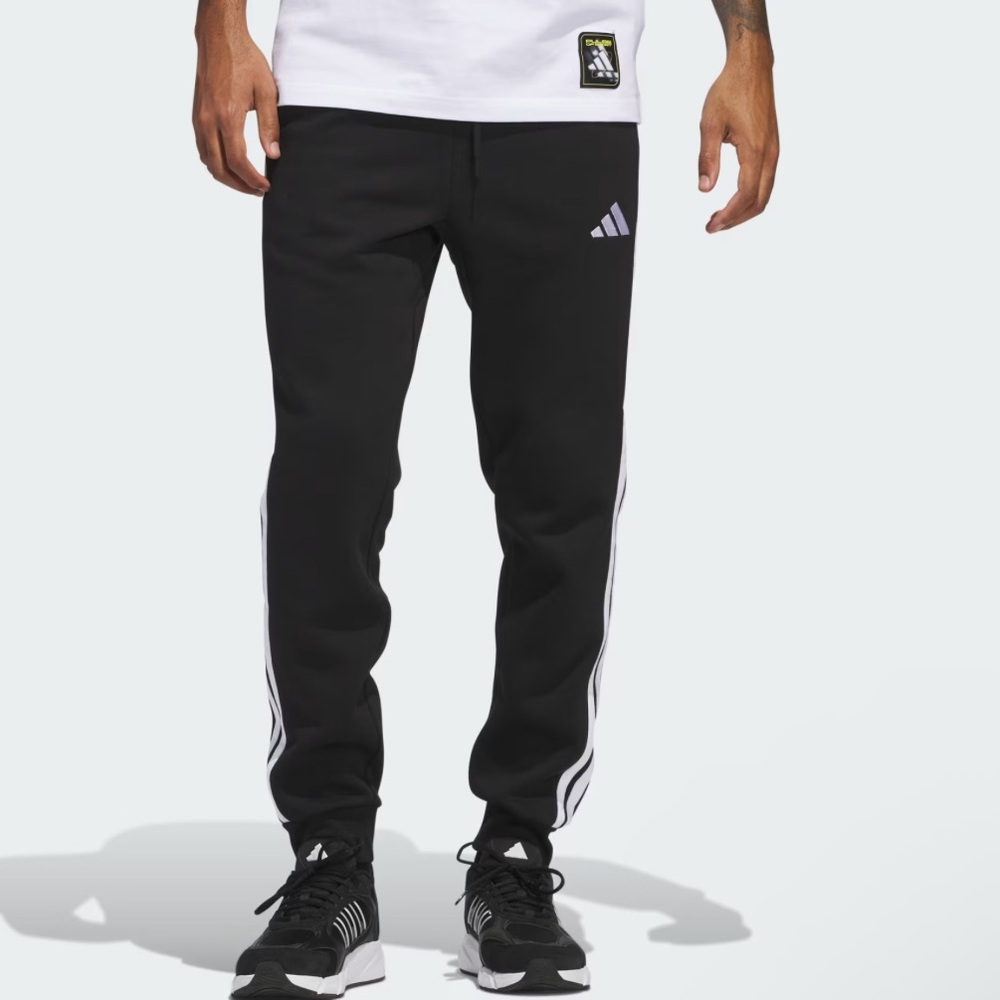 Adidas Men's Black Joggers with White three Stripes size S small New without tag